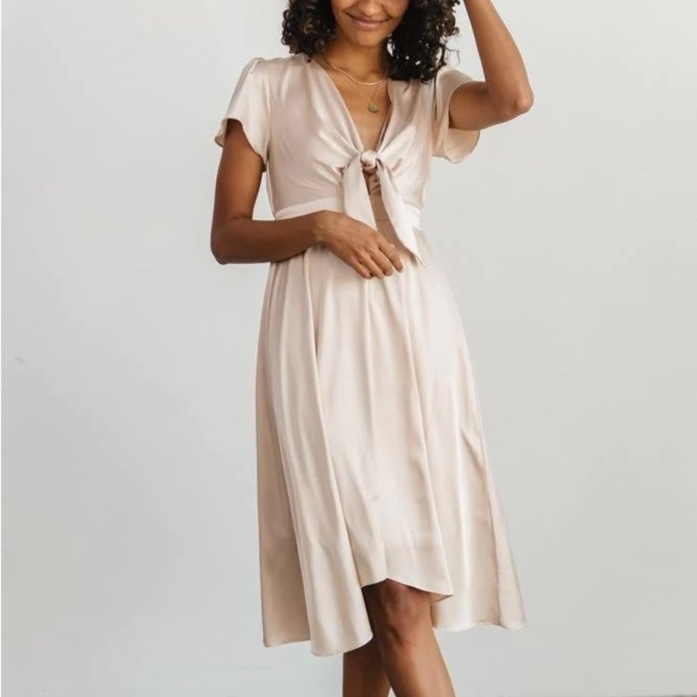 NWT Baltic Born Poppy Satin Midi Dress, champagne